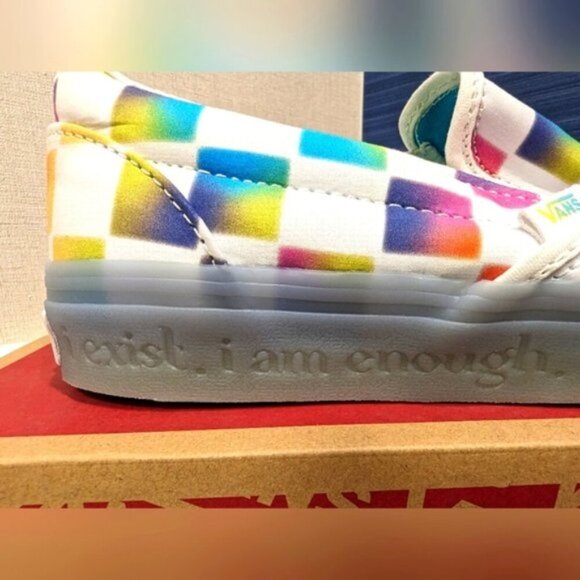 VANS Classic Slip On Sneakers, Soft Check Blue mid sole, Sz 6.5 - Picture 5 of 10